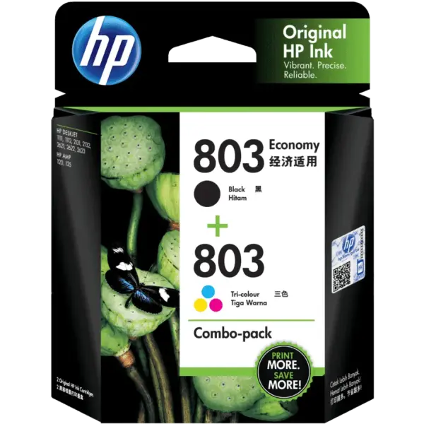 HP 803 2-pack Economy Black/Tri-color Original Ink Cartridges (3YP93AA)